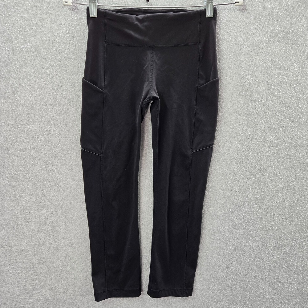 Lululemon Women Activewear Pants 4 Black Speed Up Crop 21" Zip Back Pocket